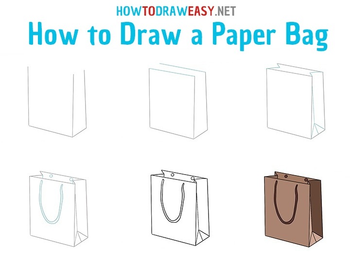 How to draw a paper bag - step by step drawing lesson