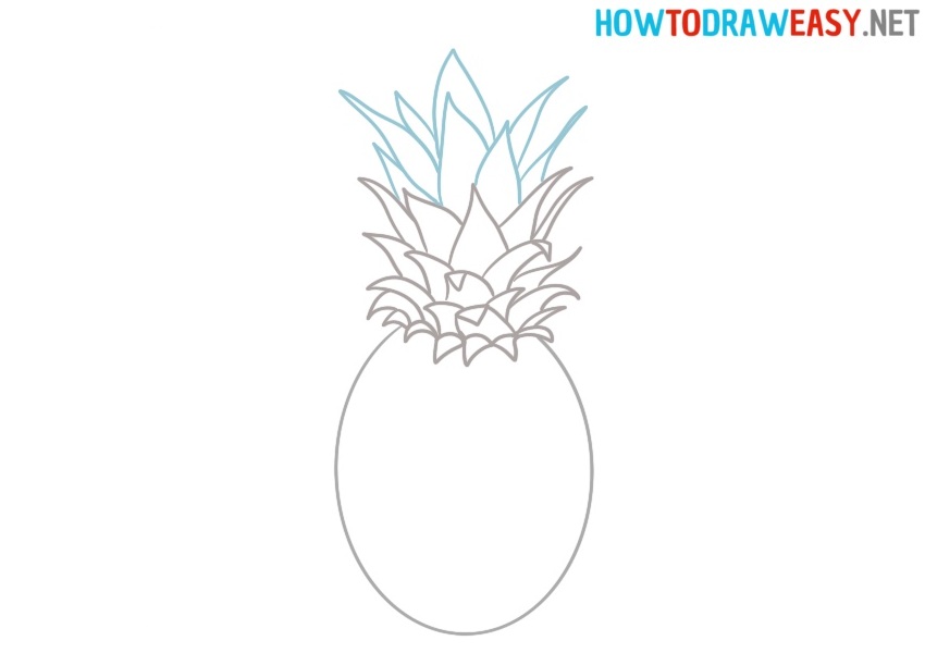 How to draw a pineapple step by step