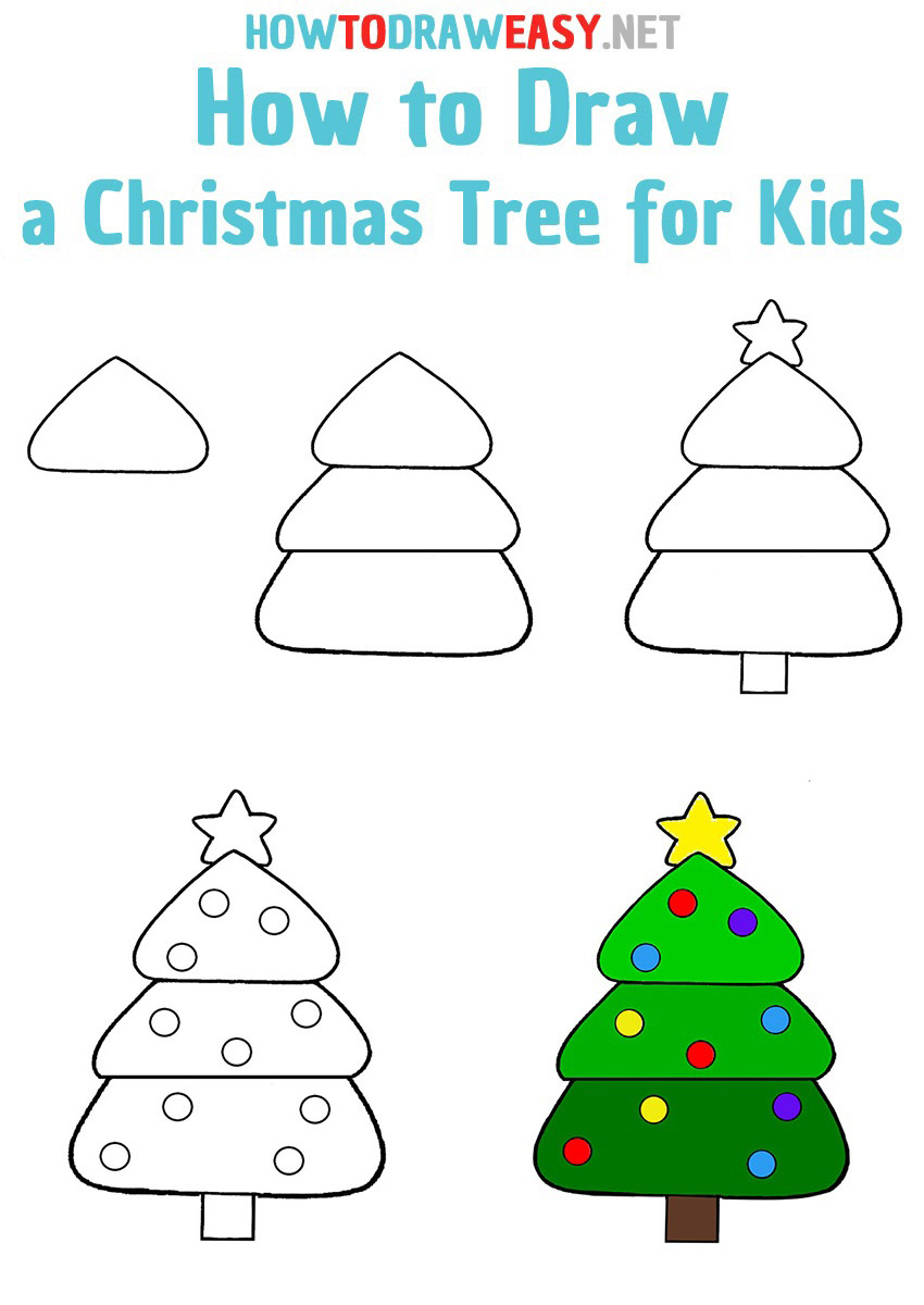 How to Draw a Christmas Tree for Kids Step by Step
