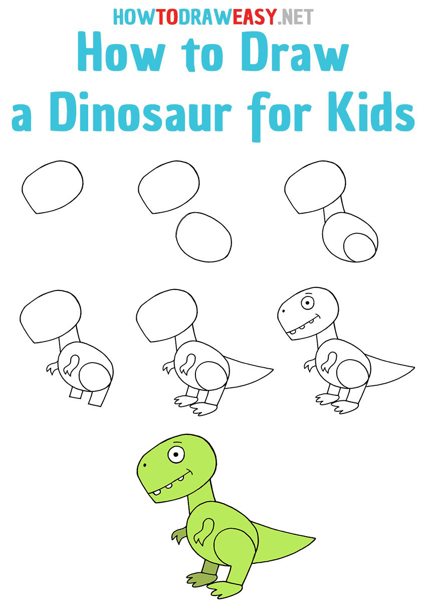 How to Draw a dinosaur step by step for Kids