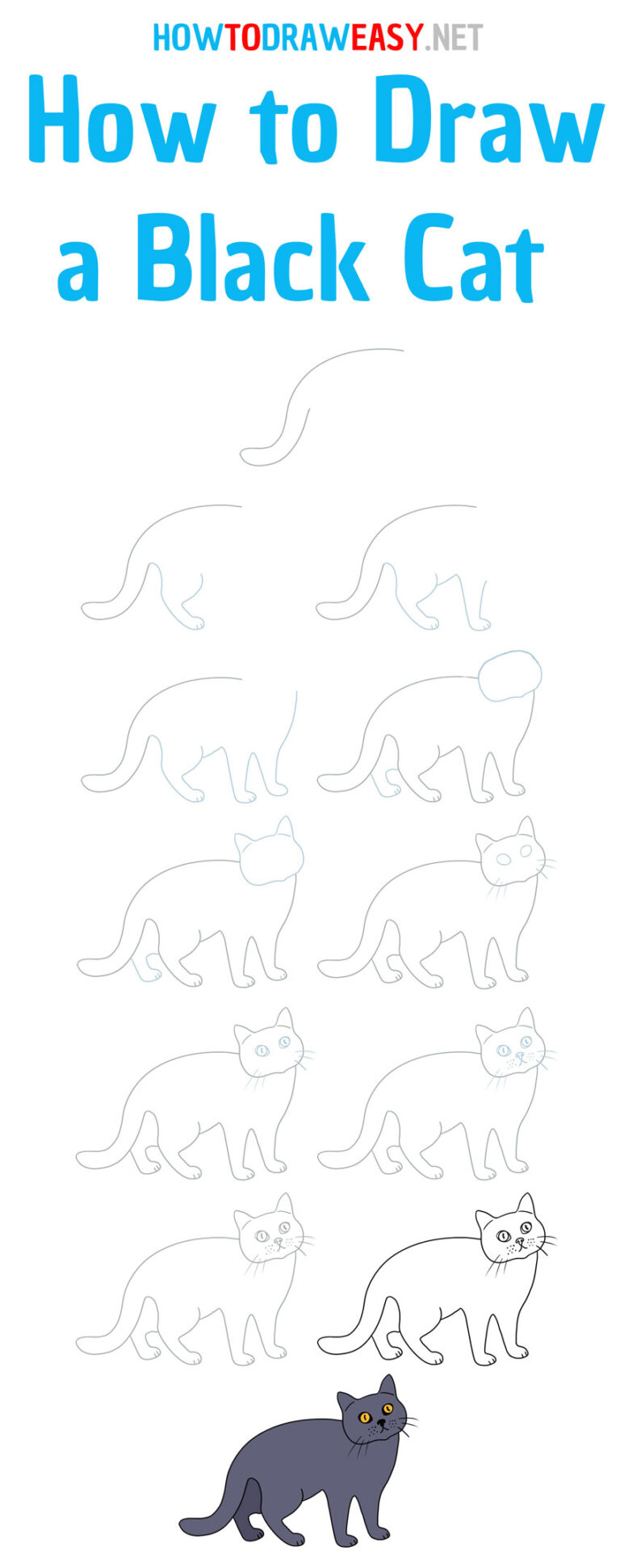 How to Draw a Black Cat How to Draw Easy