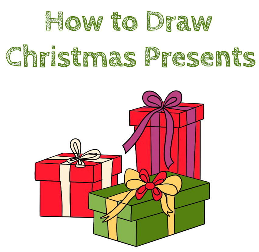 how to draw a christmas present