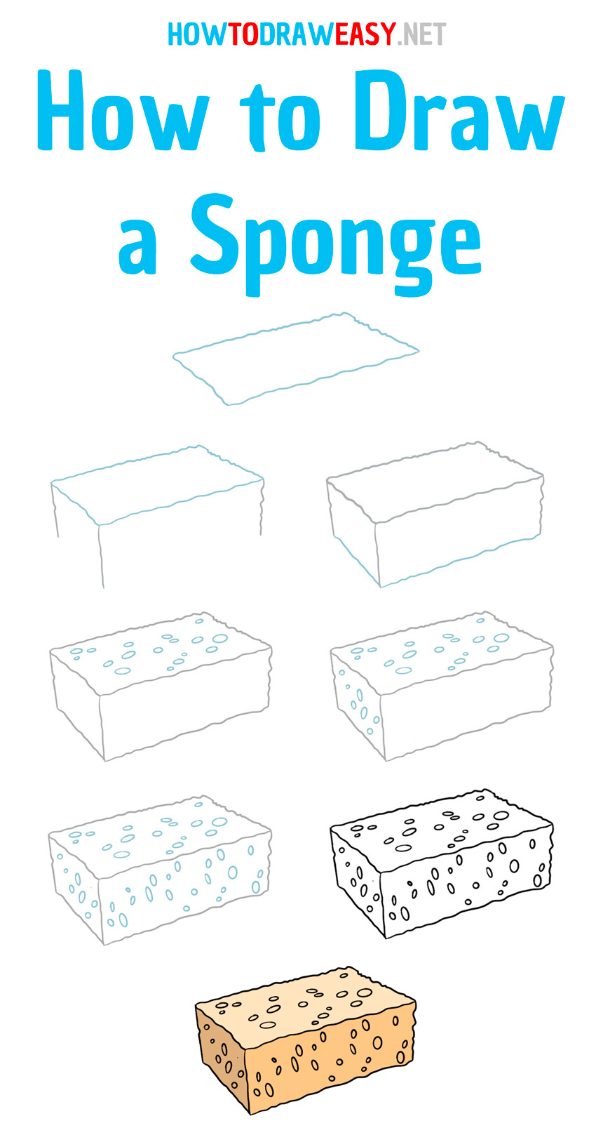 how to draw a sponge step by step