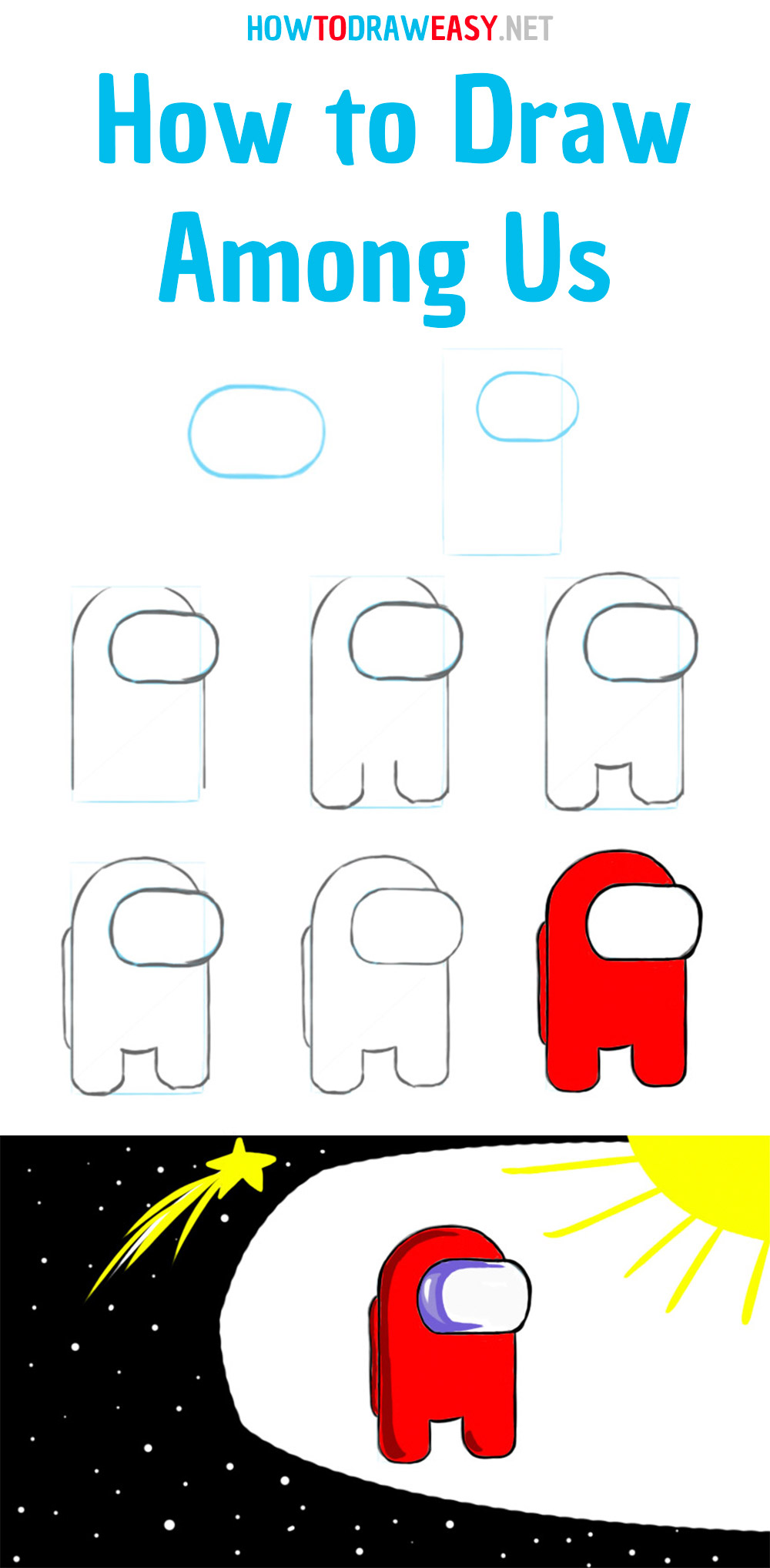 how to draw among us step by step