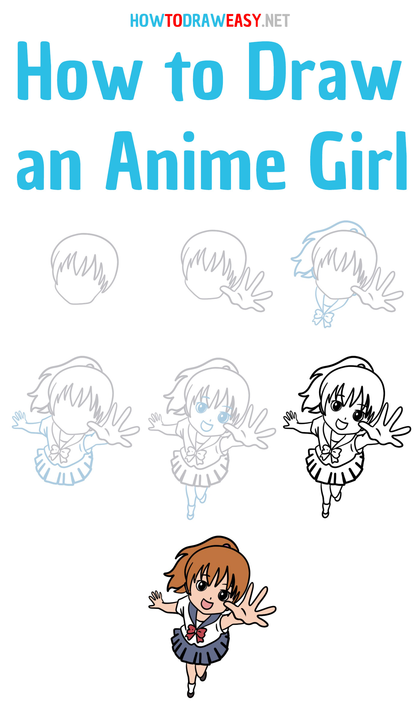 Cute Anime Girl Drawing Easy Step By Step gambar ke 18