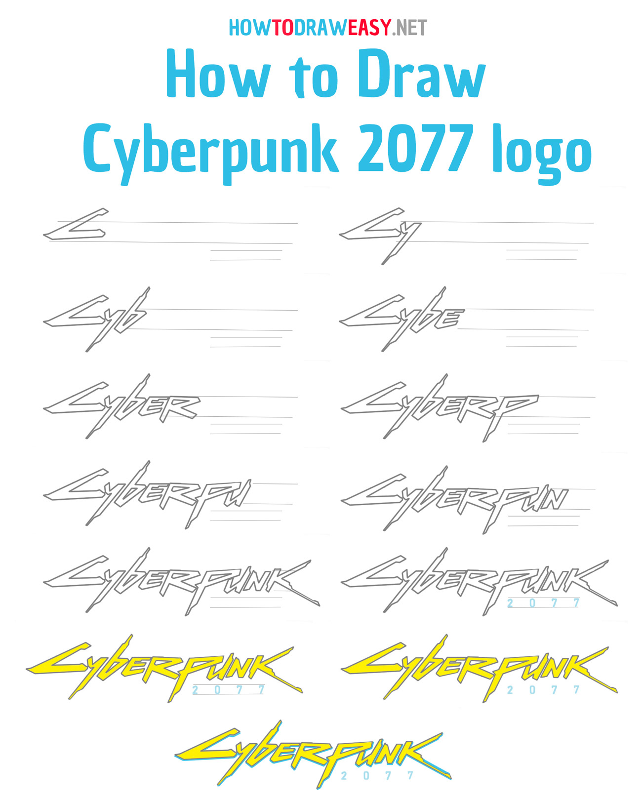 how to draw cyberpunk step by step