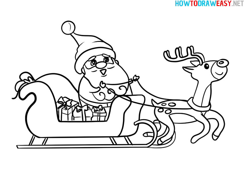 how-to-draw-santa-claus-on-a-sleigh-reindeer