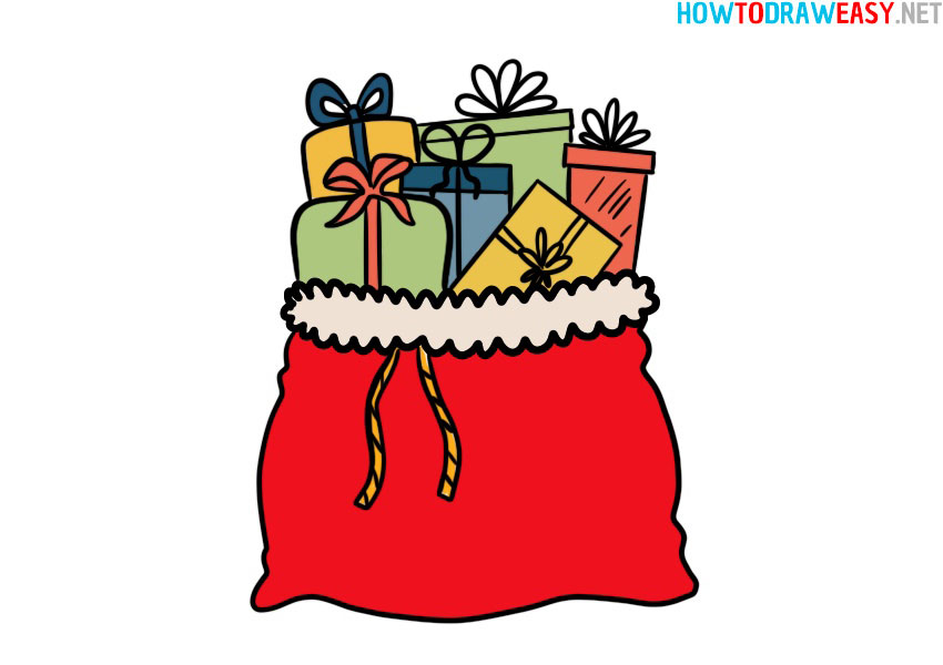 how-to-draw-santa's-gift-bag