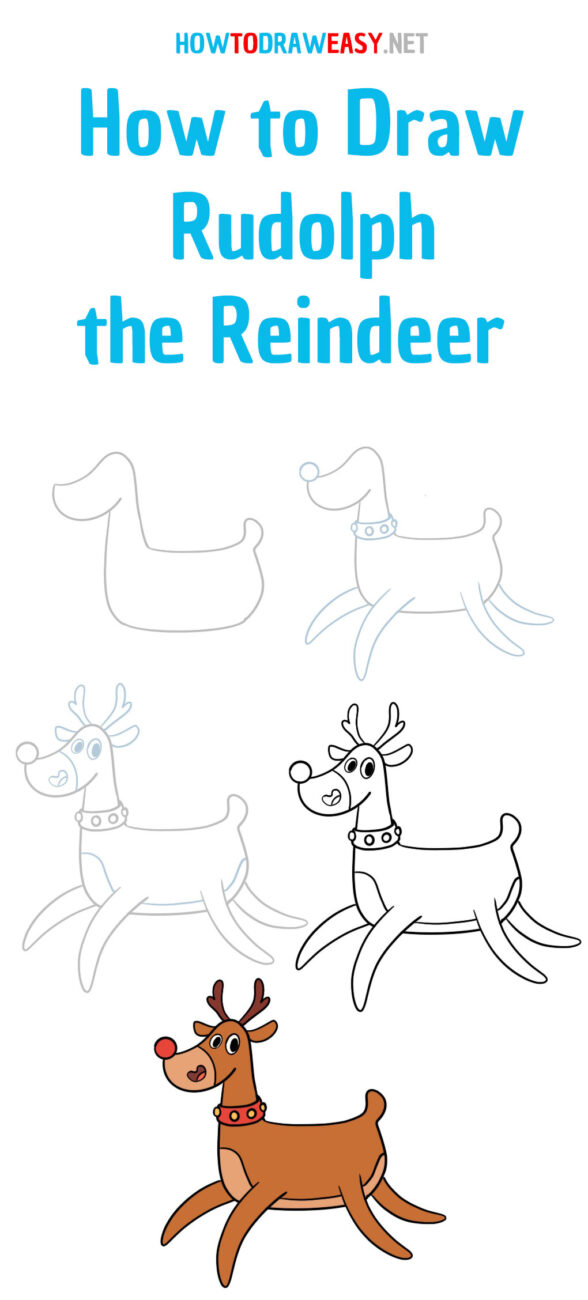 Rudolph Drawing Easy Step By Step How To Draw Rudolph The Red Nosed
