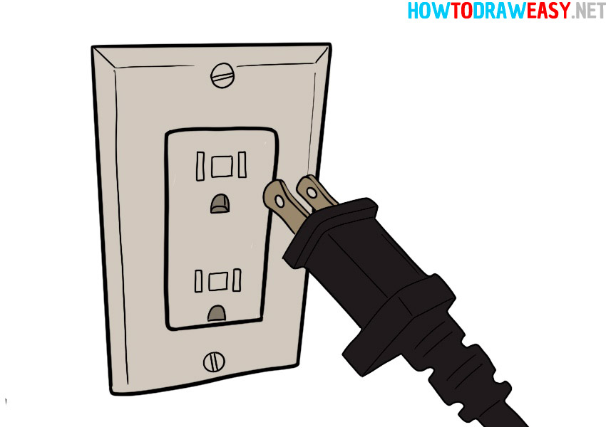 How to draw an electric plug and socket
