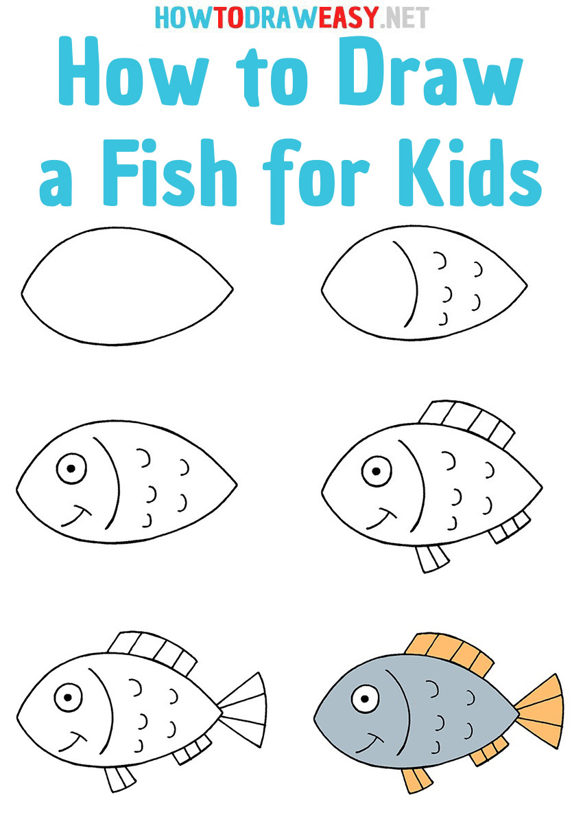 How to Draw step by step a Fish for Kids