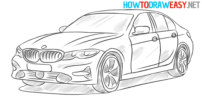 bmw car drawing tutorial easy