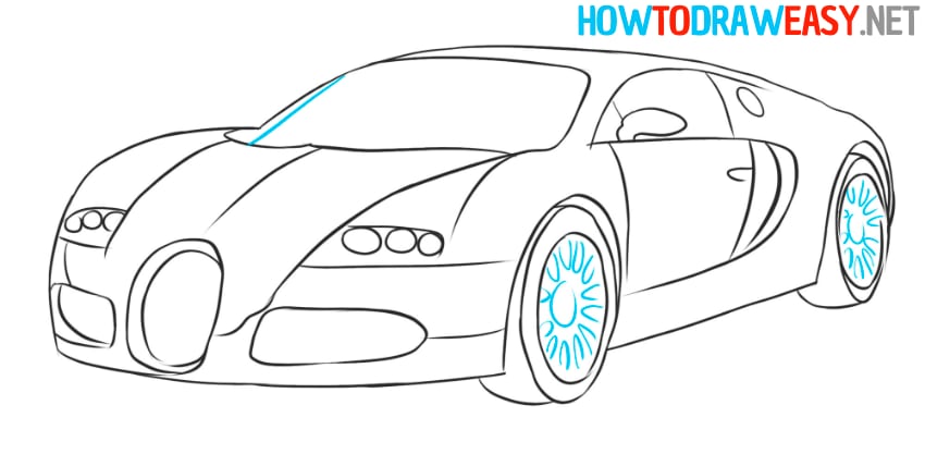 bugatti car drawing tutorial