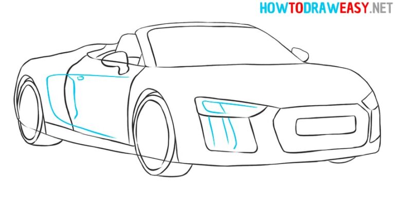 How to Draw an Audi R8 Spyder - How to Draw Easy