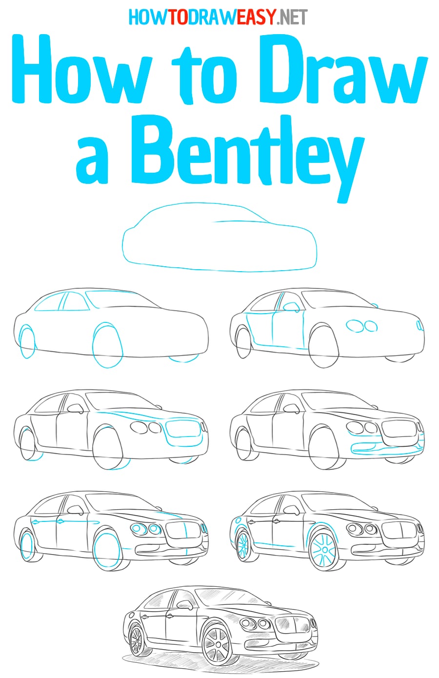 how to draw a bentley step by step