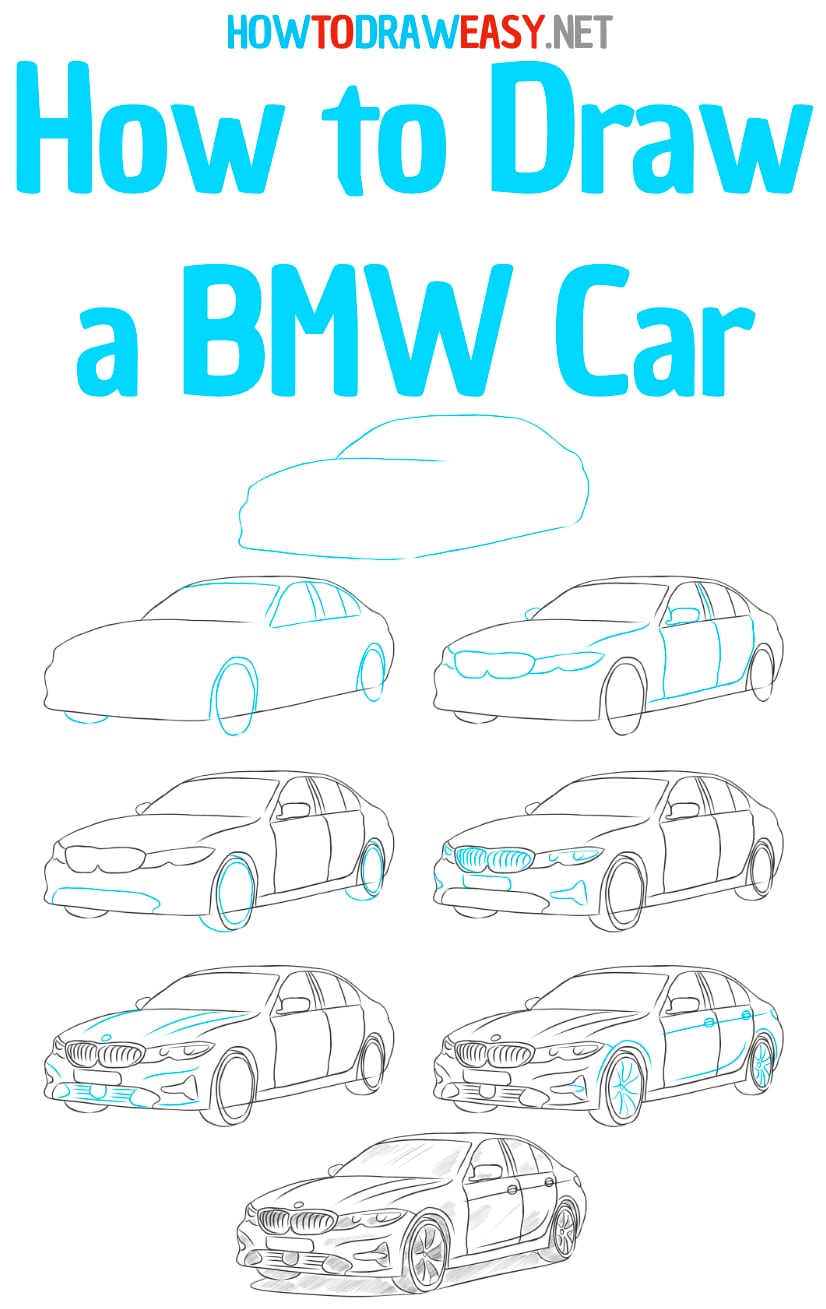 how to draw a bmw car step by step