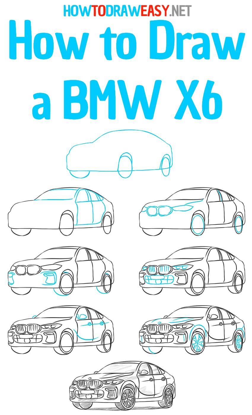 how to draw a bmx x6 step by step