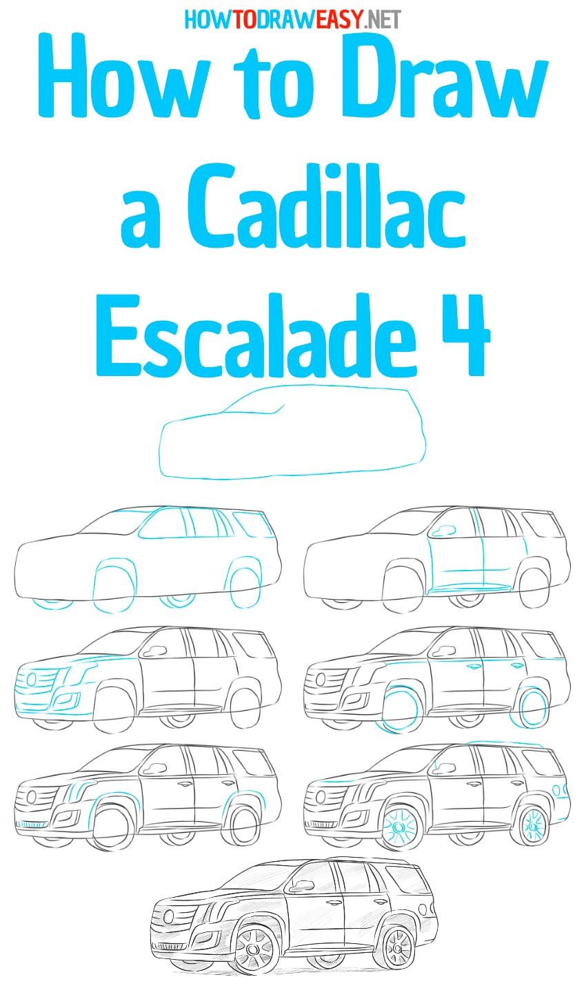 how to draw a cadillac escalade 4 step by step