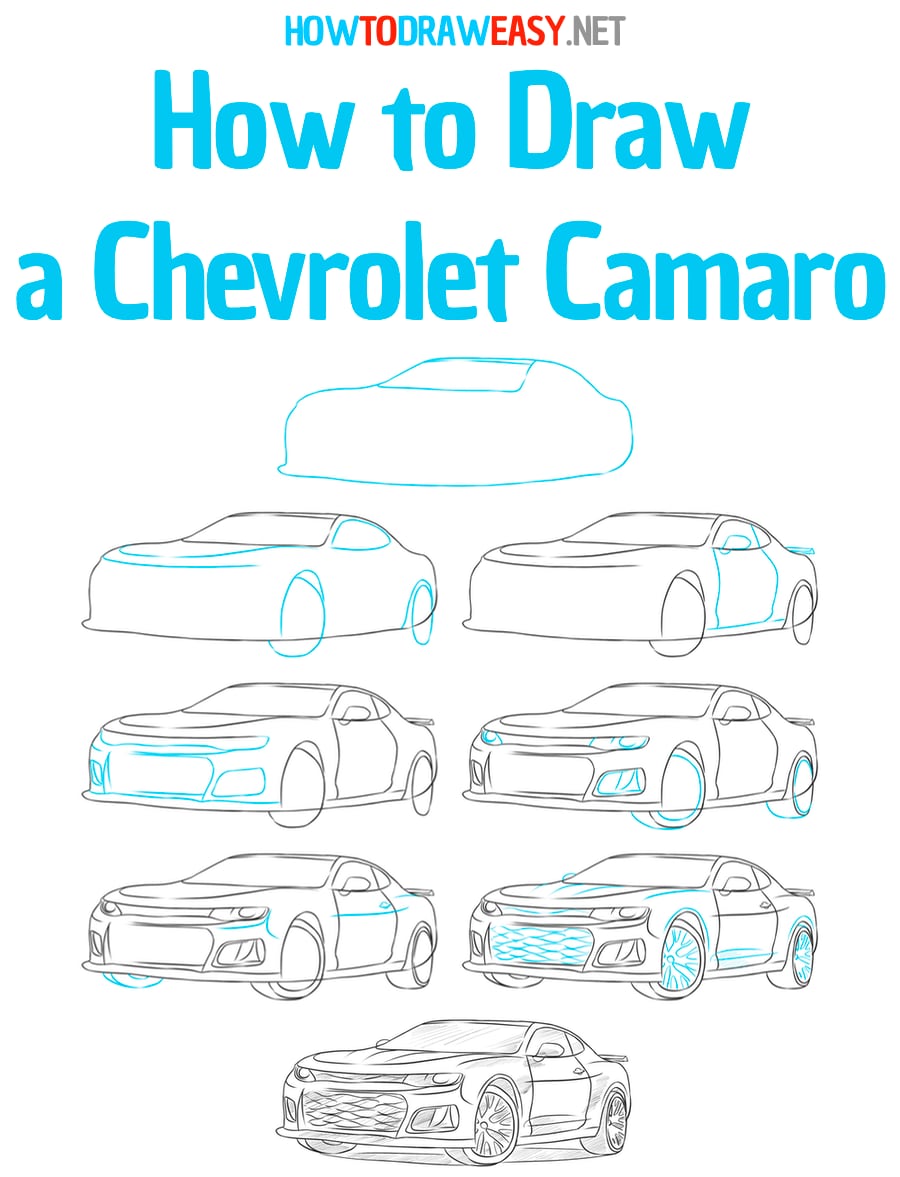 how to draw a chevrolet camaro step by step