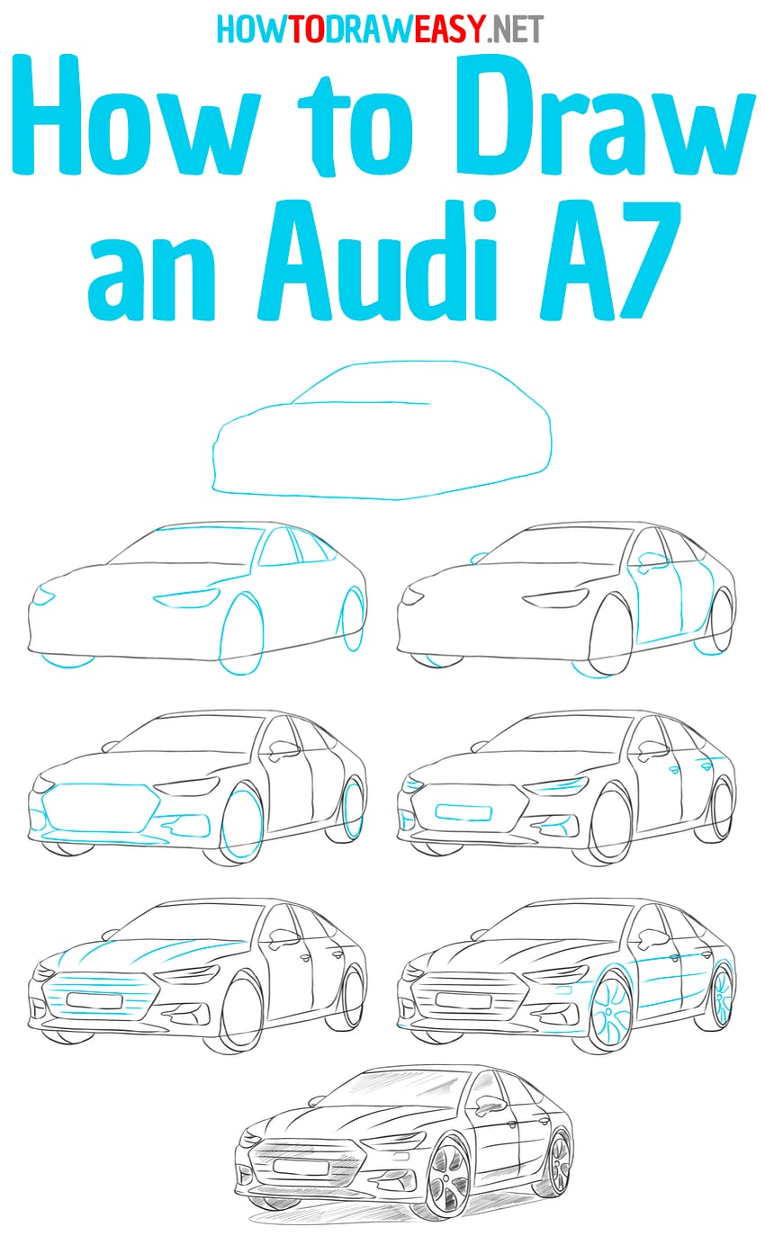 how to draw an audi a7 step by step