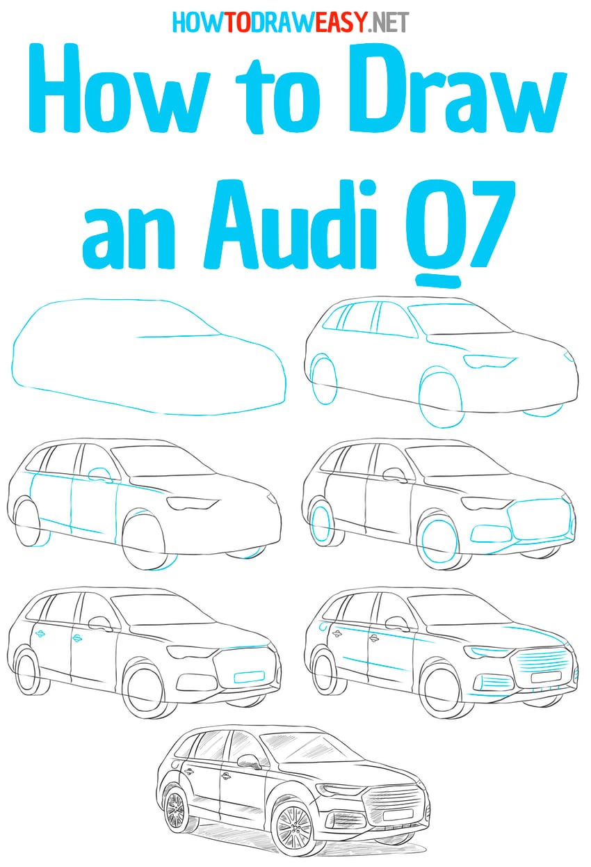 how to draw an audi q7 step by step
