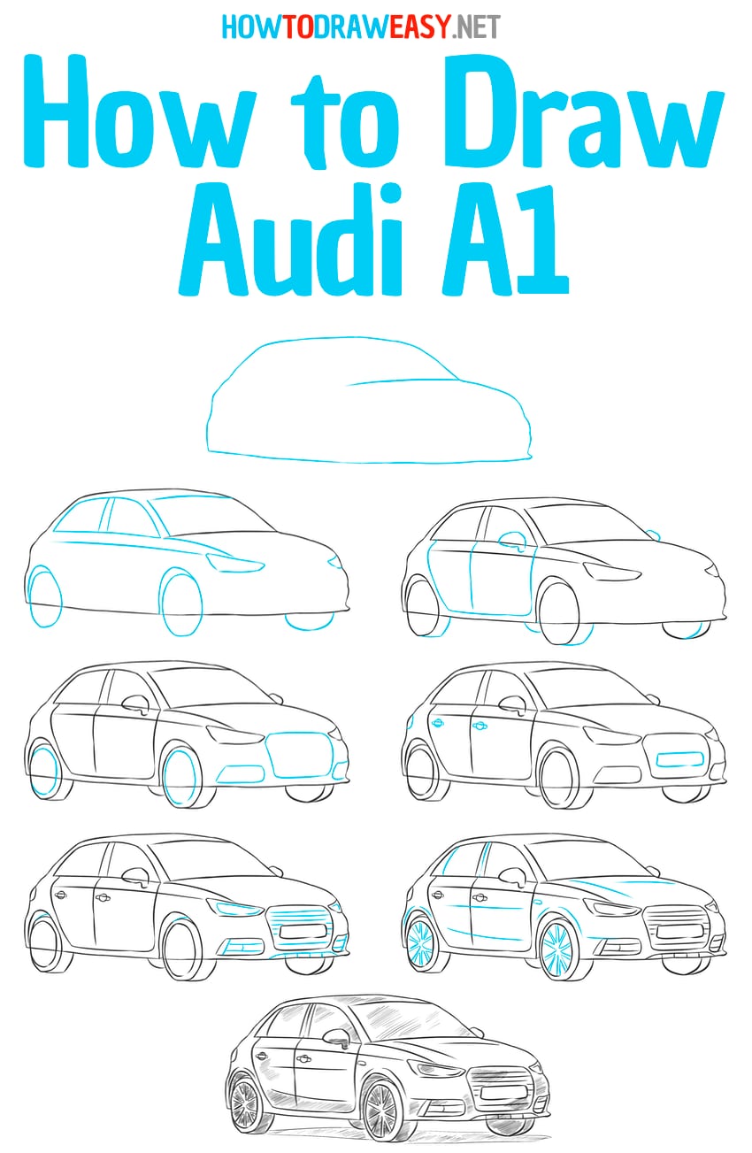 how to draw audi a1 step by step