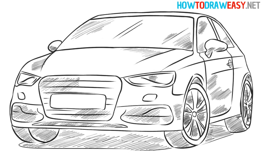 how to draw audi a3 hatchback