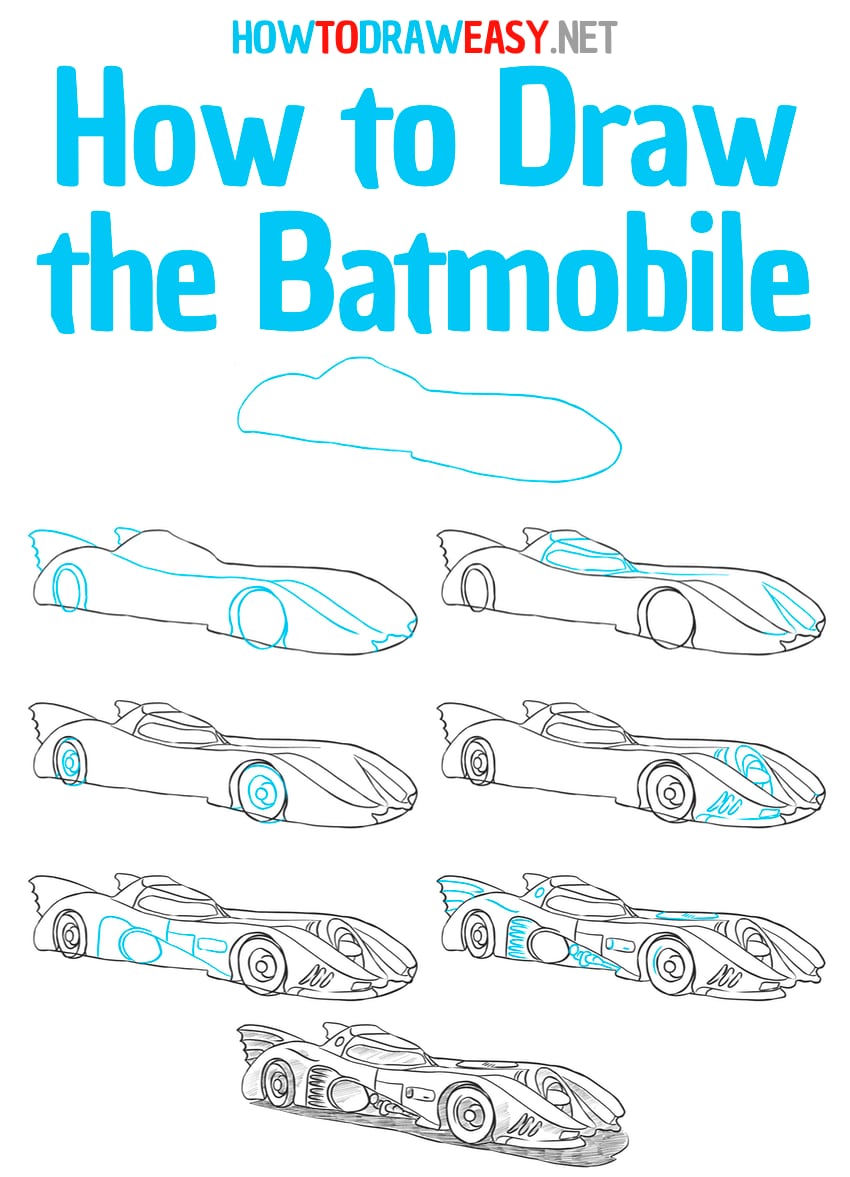 how to draw batmobile step by step