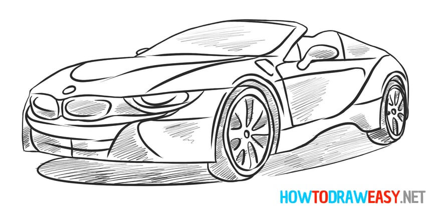 how to draw bmw i8 roadster