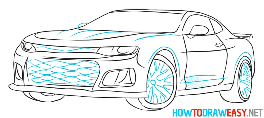 how to draw chevrolet camaro for beginners