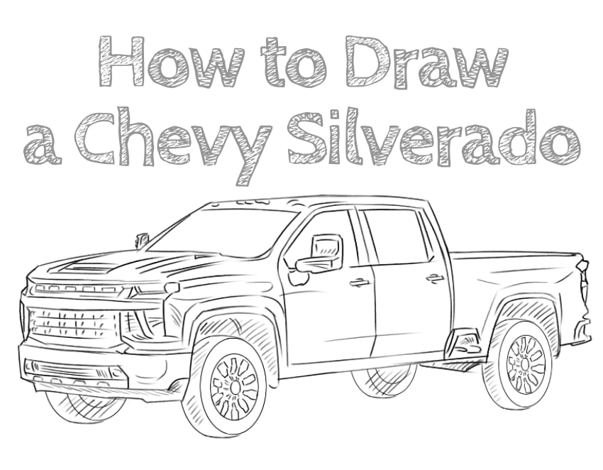 how to draw chevy silverado easy