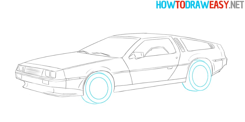 how to draw the delorean from back to the future