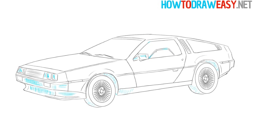 how to sketch DeLorean DMC-12
