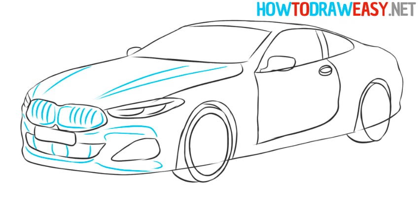 how to sketch coupe car step by step