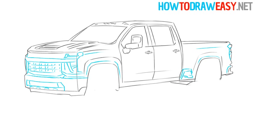 pickup truck step by step drawing