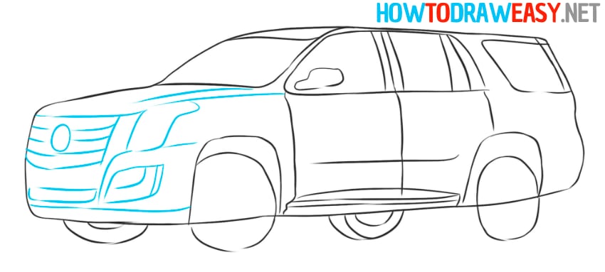 suv car line art tutorial
