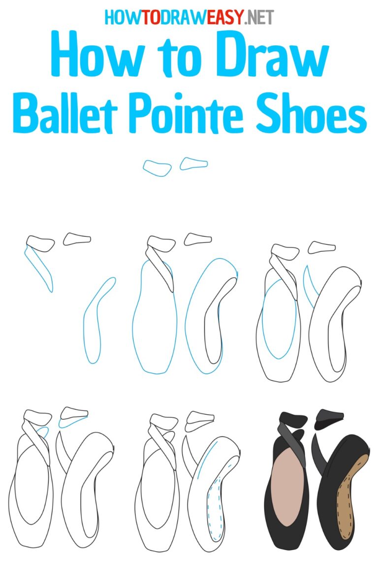 How to Draw Ballet Pointe Shoes - How to Draw Easy