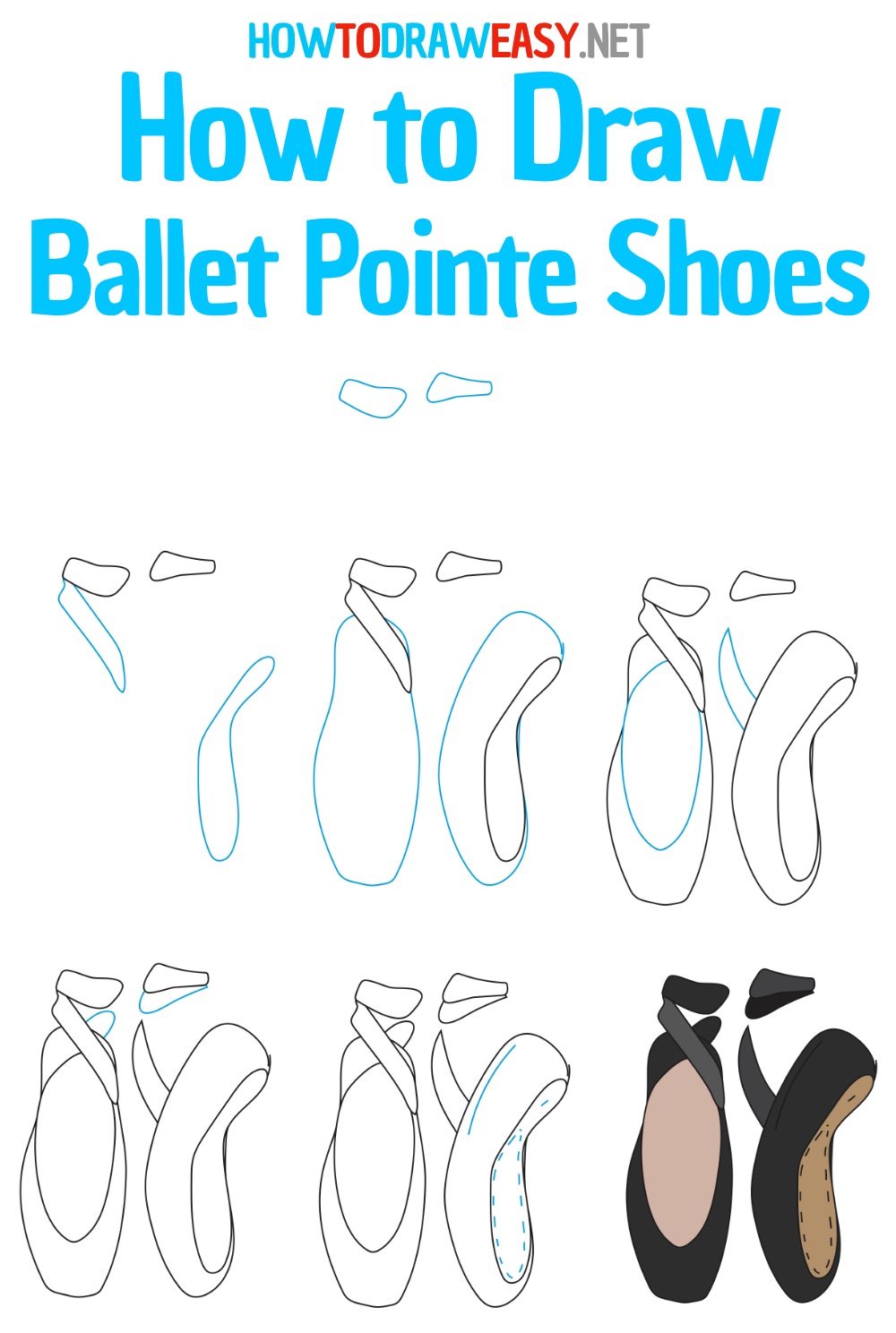 How to Draw Ballet Shoes Step by Step