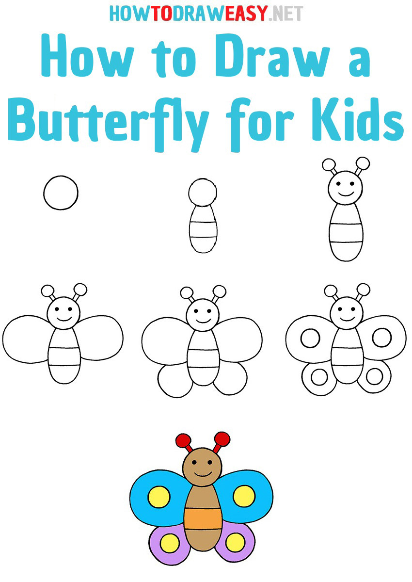 Butterfly Drawing For Kids Step By Step