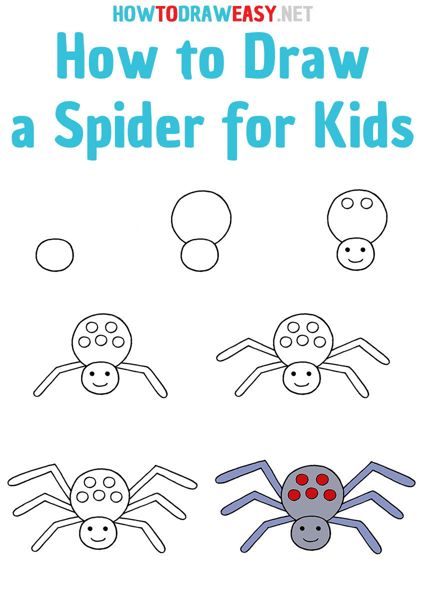 Step By Step Spider Drawing Kindergarten Drawing Spider Drawing