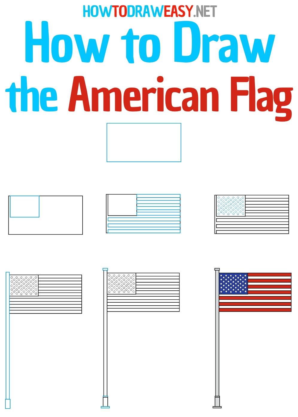 How to Draw the American Flag - How to Draw Easy