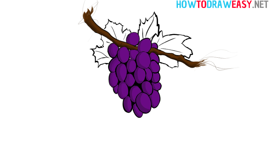 How to Drawing Grapes Simple