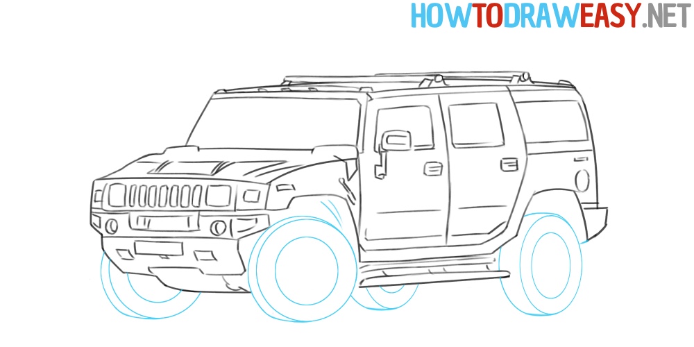 Hummer Car Drawing Tutorial