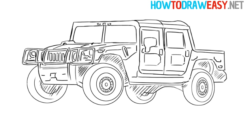 how to draw a hummer car easy