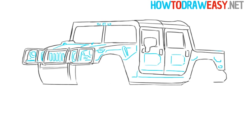 how to sketch military suv