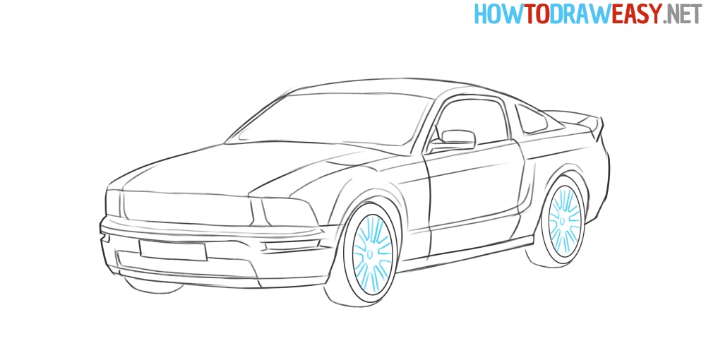 how to sketch mustang car