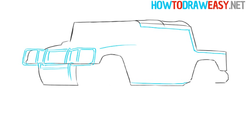 military car sketching for beginners