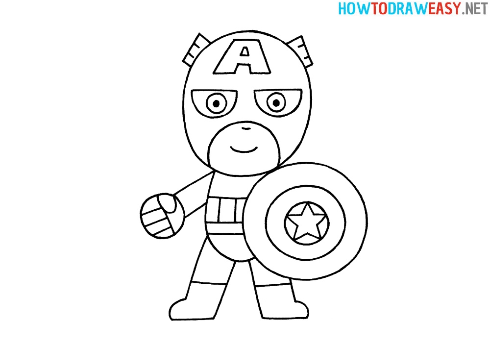 Captain America Drawing Easy