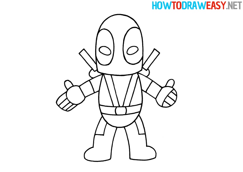Easy Drawing Deadpool full body