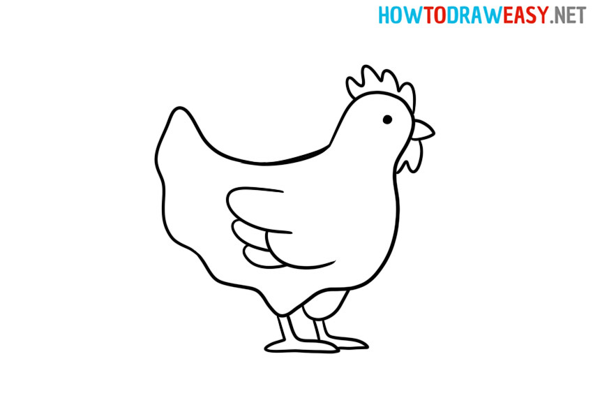 Easy Hen Drawing